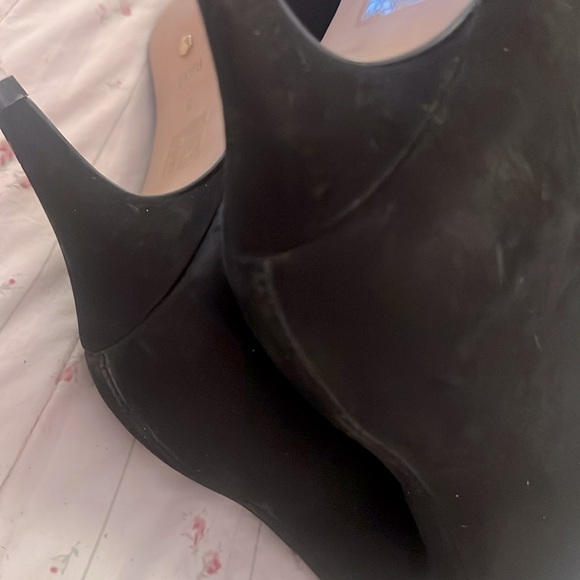 Revolve x Raye Elodie Tie Black Suede Pointed Toe Bootie Size 7 - Picture 7 of 7